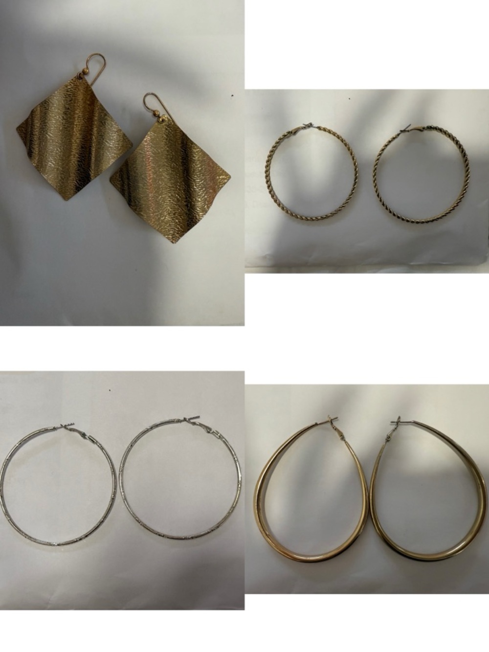 Hoop & Gold Tone Earrings Bundle 4 Pairs Mixed Styles Minimal Everyday Jewelry